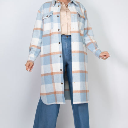 Plaid Buttoned Shacket Coat