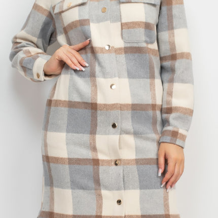 Plaid Buttoned Shacket Coat