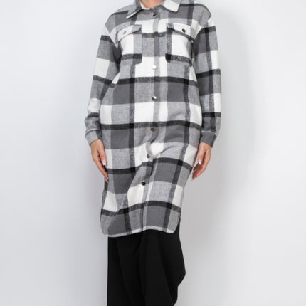 Plaid Buttoned Shacket Coat