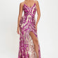 Spaghetti Strap Art Deco Sequins Maxi Dress