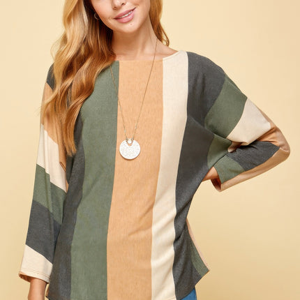 Striped Dolman Sleeves Top