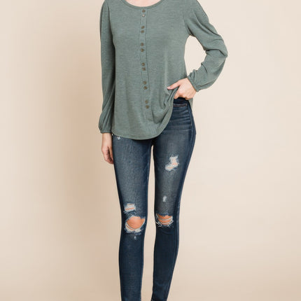 Solid Tr Spandex Long Sleeve Top