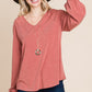 Casual V Neck Basic Long Sleeve Top