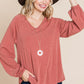 Casual V Neck Basic Long Sleeve Top