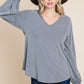 Casual V Neck Basic Long Sleeve Top