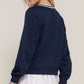 Long slv v-neck embroidered sweatshirt