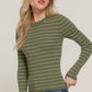 Long slv crew neck stripe sweater