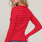 Long slv crew neck stripe sweater