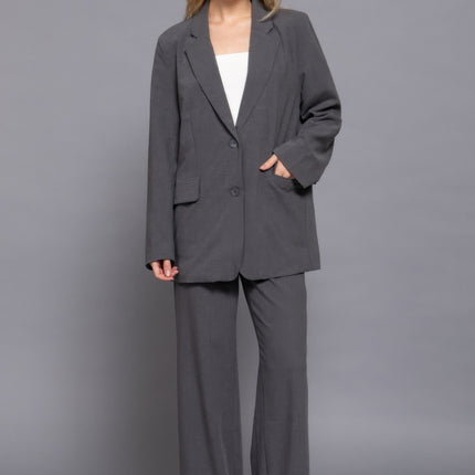 Long slv front button closure blazer