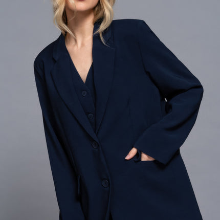 Long slv front button closure blazer