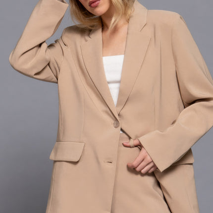 Long slv front button closure blazer