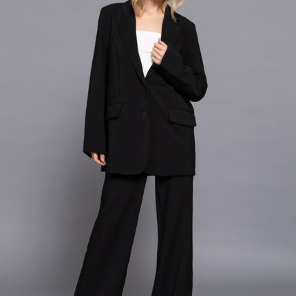 Long slv front button closure blazer