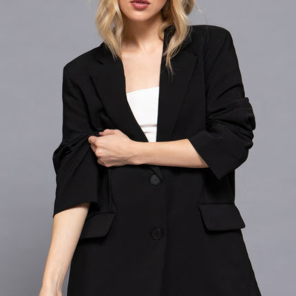 Long slv front button closure blazer