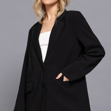 Long slv front button closure blazer