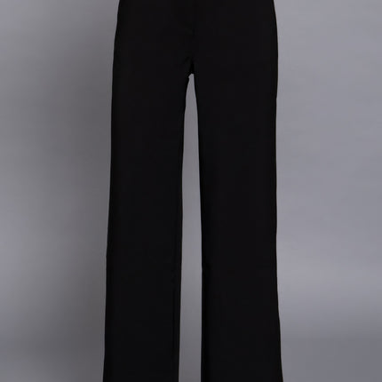 Back elastic straight woven long pants