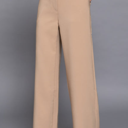 Back elastic straight woven long pants