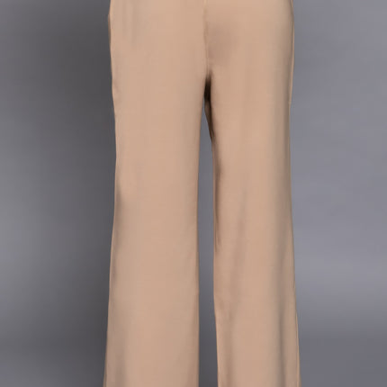 Back elastic straight woven long pants