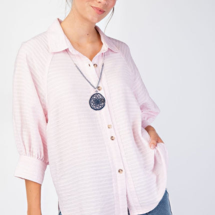 Button down textured woven shirt