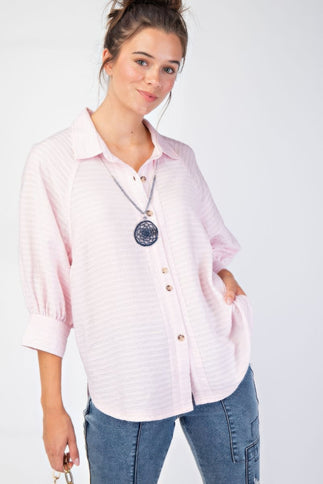 Button down textured woven shirt