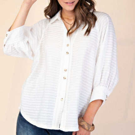 Button down textured woven shirt