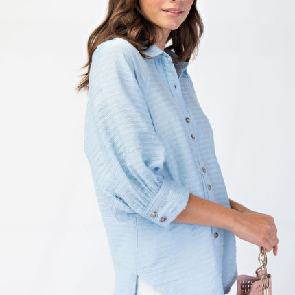 Button down textured woven shirt