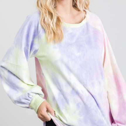 Tie-dye Puff Long Sleeve Top