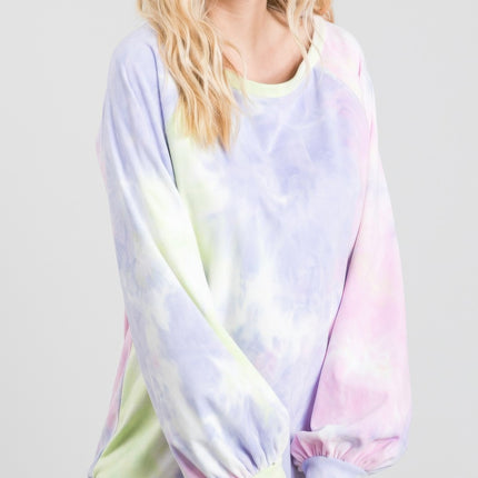 Tie-dye Puff Long Sleeve Top