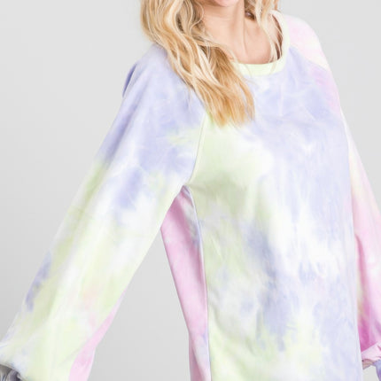 Tie-dye Puff Long Sleeve Top