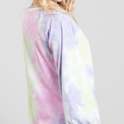 Tie-dye Puff Long Sleeve Top