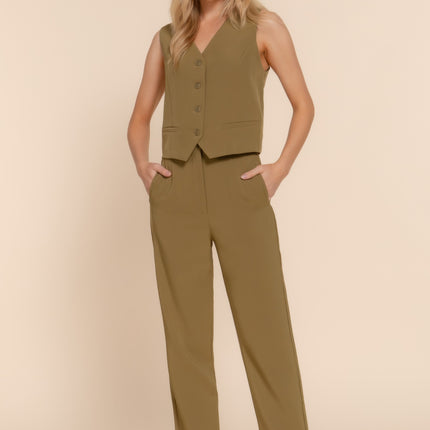 High Waist Pintuck Detail Long Pants