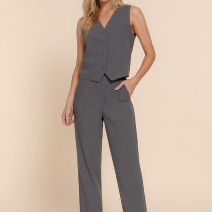 High Waist Pintuck Detail Long Pants