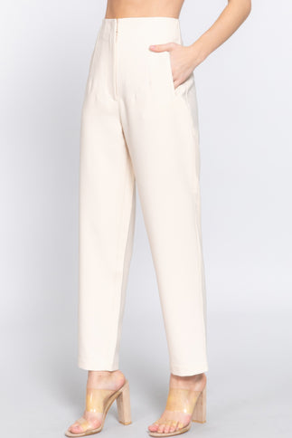 High Waist Pintuck Detail Long Pants