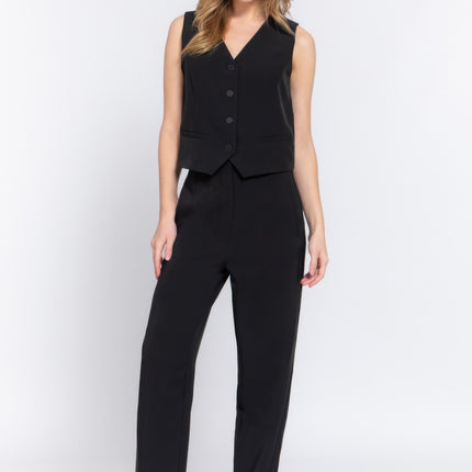 High Waist Pintuck Detail Long Pants