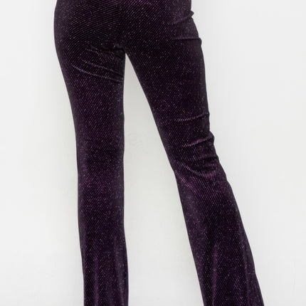 Glittery Flare High-rise Elastic Pants