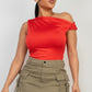 One-shoulder Twisted Detail Silky Top