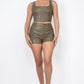 Faux Leather Cargo Mini Shorts