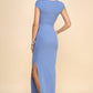 Crew Neck Cap Sleeve Rib W/ Lining Maxi Dress