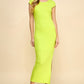 Crew Neck Cap Sleeve Rib W/ Lining Maxi Dress