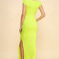 Crew Neck Cap Sleeve Rib W/ Lining Maxi Dress