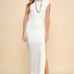 Crew Neck Cap Sleeve Rib W/ Lining Maxi Dress