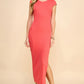 Crew Neck Cap Sleeve Rib W/ Lining Maxi Dress