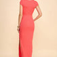 Crew Neck Cap Sleeve Rib W/ Lining Maxi Dress