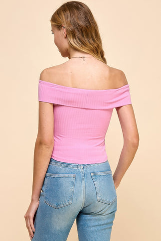 Off Shoulder Ribbed Top