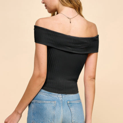 Off Shoulder Ribbed Top