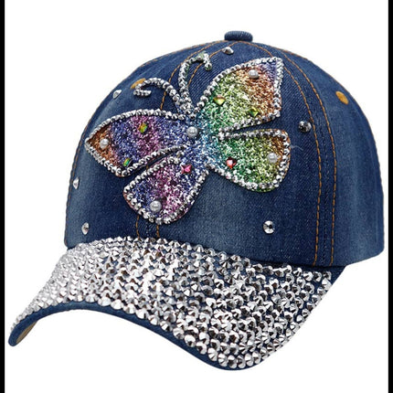 Bejeweled Denim Butterfly Hat