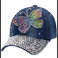 Bejeweled Denim Butterfly Hat