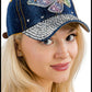 Bejeweled Denim Butterfly Hat