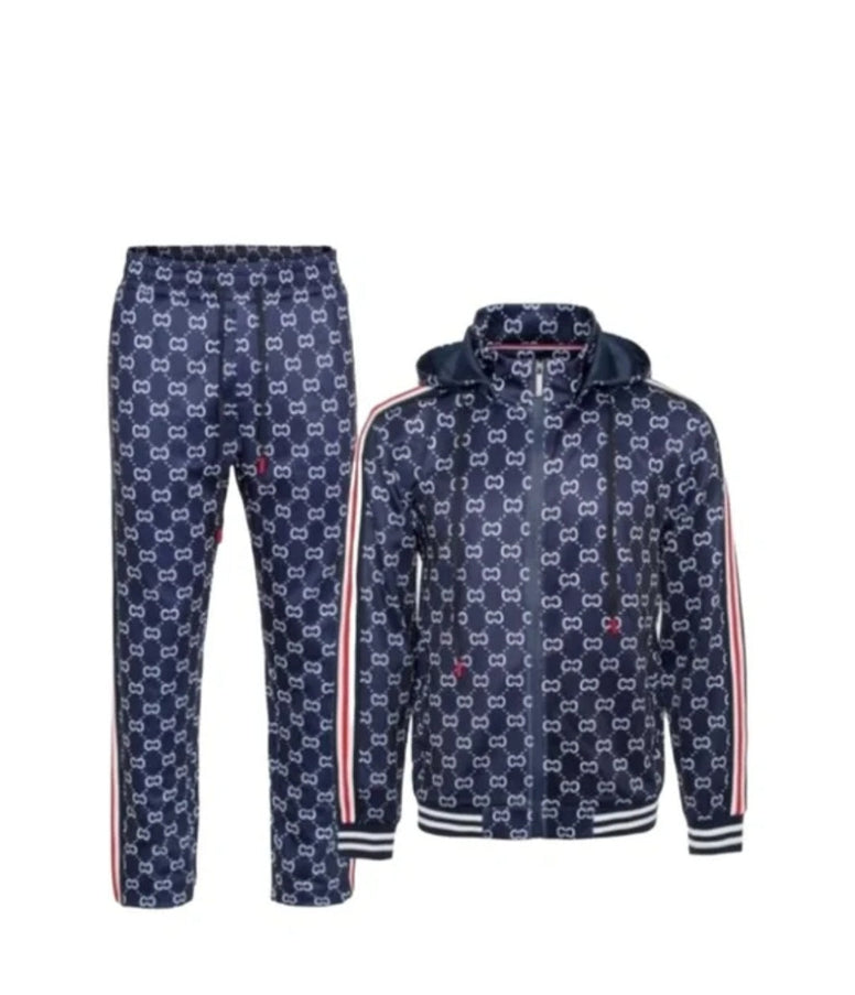 Men's blue double C's hooded tracksuit