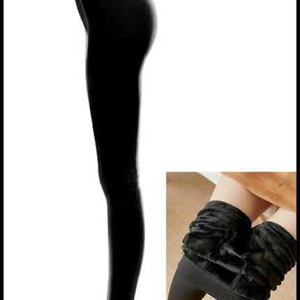 Black winter warm fleece stockings