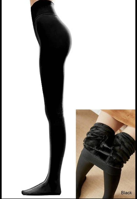 Black winter warm fleece stockings